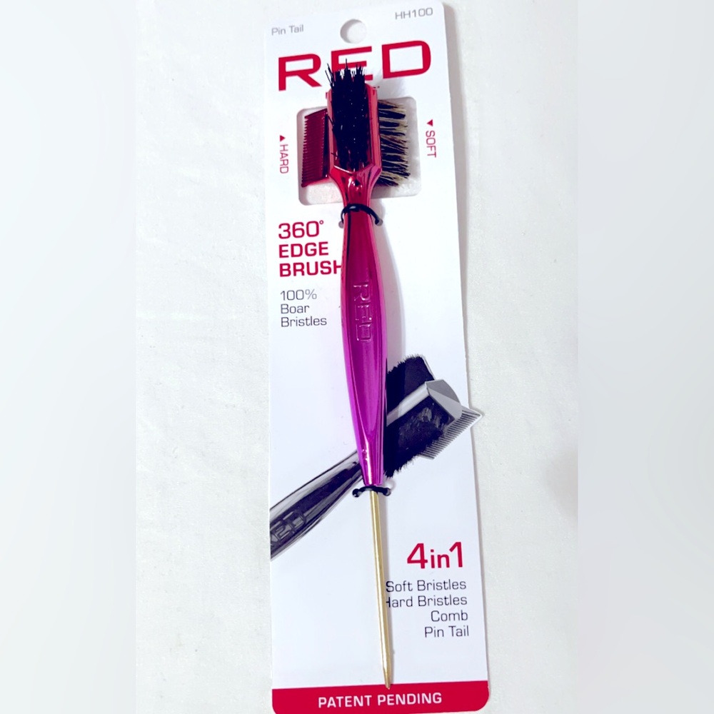 360 Edge Brush 4 in 1 soft bristle hard bristle comb pin tail•
